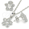 Rhodium Gold Filled Earring and Pendant Adult Set, Star and Love Design, with White Cubic Zirconia, Polished, Rhodium Finish, 10.106.0015.1