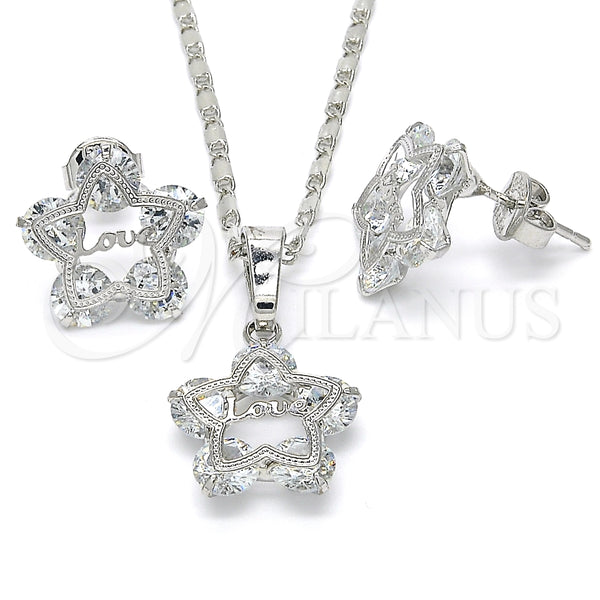 White Gold Filled Ring — Earring and Pendant Adult Set Star and Love — main product view — SKU 123741 | Oro Laminado Blanco anillo — Earring and Pendant Adult Set estrella and Love — SKU 123741