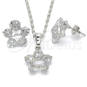 White Gold Filled Ring — Earring and Pendant Adult Set Star and Love — main product view — SKU 123741 | Oro Laminado Blanco anillo — Earring and Pendant Adult Set estrella and Love — SKU 123741