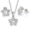 Rhodium Gold Filled Earring and Pendant Adult Set, Star and Love Design, with White Cubic Zirconia, Polished, Rhodium Finish, 10.106.0015.1