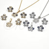 Rhodium Gold Filled Earring and Pendant Adult Set, Star and Love Design, with White Cubic Zirconia, Polished, Rhodium Finish, 10.106.0015.1