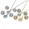 Oro Laminado Earring and Pendant Adult Set, Gold Filled Style with White Cubic Zirconia, Polished, Golden Finish, 10.106.0016