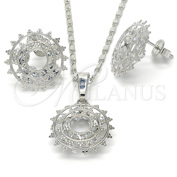 White Gold Filled Ring — Earring and Pendant Adult Set with White Cubic — main product view — SKU 123745 | Oro Laminado Blanco anillo — Earring and Pendant Adult Set with blanco Cubic — SKU 123745