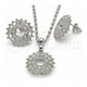 White Gold Filled Earring and Pendant Adult Set, with White Cubic Zirconia, Polished, Rhodium Finish, 10.106.0016.1