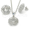 Rhodium Gold Filled Earring and Pendant Adult Set, with White Cubic Zirconia, Polished, Rhodium Finish, 10.106.0016.1