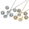 Oro Laminado Earring and Pendant Adult Set, Gold Filled Style with Turquoise and White Cubic Zirconia, Polished, Golden Finish, 10.106.0016.2