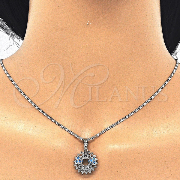 White Gold Filled Ring — Earring and Pendant Adult Set with Turquoise and — alternate product view — SKU 123747 | Oro Laminado Blanco anillo — Earring and Pendant Adult Set with Turquoise and — SKU 123747