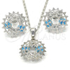 Rhodium Gold Filled Earring and Pendant Adult Set, with Turquoise and White Cubic Zirconia, Polished, Rhodium Finish, 10.106.0016.3