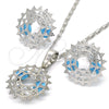 Rhodium Gold Filled Earring and Pendant Adult Set, with Turquoise and White Cubic Zirconia, Polished, Rhodium Finish, 10.106.0016.3