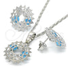 Rhodium Gold Filled Earring and Pendant Adult Set, with Turquoise and White Cubic Zirconia, Polished, Rhodium Finish, 10.106.0016.3