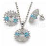 White Gold Filled Earring and Pendant Adult Set, with Turquoise and White Cubic Zirconia, Polished, Rhodium Finish, 10.106.0016.3