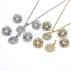 Rhodium Gold Filled Earring and Pendant Adult Set, with Turquoise and White Cubic Zirconia, Polished, Rhodium Finish, 10.106.0016.3