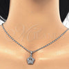 Rhodium Gold Filled Earring and Pendant Adult Set, Crown Design, with White Cubic Zirconia, Polished, Rhodium Finish, 10.106.0017.1