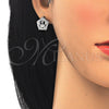 Rhodium Gold Filled Earring and Pendant Adult Set, Crown Design, with White Cubic Zirconia, Polished, Rhodium Finish, 10.106.0017.1