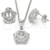 Rhodium Gold Filled Earring and Pendant Adult Set, Crown Design, with White Cubic Zirconia, Polished, Rhodium Finish, 10.106.0017.1
