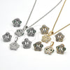 Oro Laminado Earring and Pendant Adult Set, Gold Filled Style Crown Design, with Green and White Cubic Zirconia, Polished, Golden Finish, 10.106.0017.2