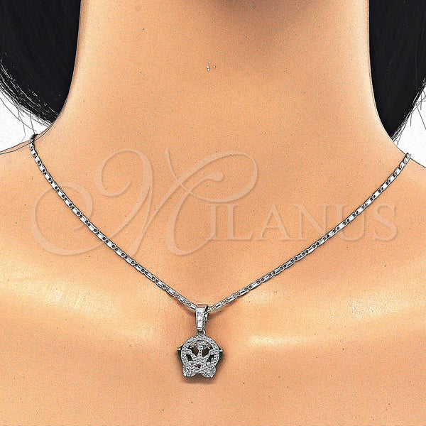 White Gold Filled Ring — Earring and Pendant Adult Set Crown Design with — alternate product view — SKU 123751 | Oro Laminado Blanco anillo — Earring and Pendant Adult Set Crown diseño with — SKU 123751