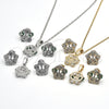 Rhodium Gold Filled Earring and Pendant Adult Set, Crown Design, with Green and White Cubic Zirconia, Polished, Rhodium Finish, 10.106.0017.3