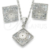 Rhodium Gold Filled Earring and Pendant Adult Set, with White Cubic Zirconia, Polished, Rhodium Finish, 10.106.0018.1