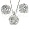 Rhodium Gold Filled Earring and Pendant Adult Set, with White Cubic Zirconia, Polished, Rhodium Finish, 10.106.0019.1