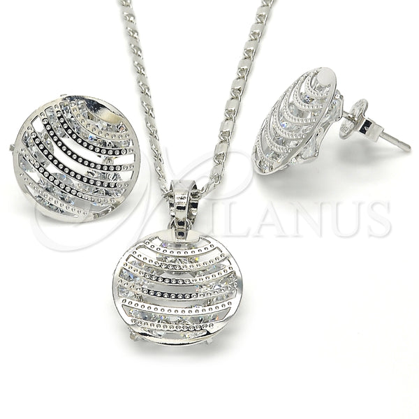 White Gold Filled Ring — Earring and Pendant Adult Set with White Cubic — main product view — SKU 123757 | Oro Laminado Blanco anillo — Earring and Pendant Adult Set with blanco Cubic — SKU 123757