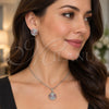 White Gold Filled Earring and Pendant Adult Set, with Garnet and White Cubic Zirconia, Polished, Rhodium Finish, 10.106.0019.3