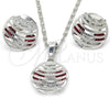 Rhodium Gold Filled Earring and Pendant Adult Set, with Garnet and White Cubic Zirconia, Polished, Rhodium Finish, 10.106.0019.3