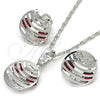 White Gold Filled Earring and Pendant Adult Set, with Garnet and White Cubic Zirconia, Polished, Rhodium Finish, 10.106.0019.3