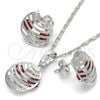 Rhodium Gold Filled Earring and Pendant Adult Set, with Garnet and White Cubic Zirconia, Polished, Rhodium Finish, 10.106.0019.3