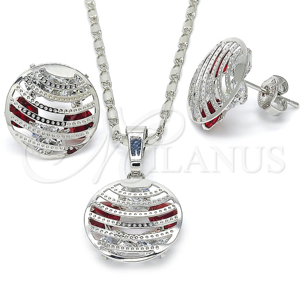 White Gold Filled Ring — Earring and Pendant Adult Set with Garnet and — main product view — SKU 123759 | Oro Laminado Blanco anillo — Earring and Pendant Adult Set with Garnet and — SKU 123759