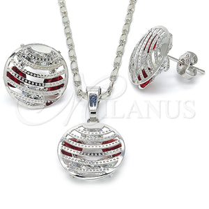 White Gold Filled Ring — Earring and Pendant Adult Set with Garnet and — main product view — SKU 123759 | Oro Laminado Blanco anillo — Earring and Pendant Adult Set with Garnet and — SKU 123759