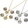 Rhodium Gold Filled Earring and Pendant Adult Set, with Garnet and White Cubic Zirconia, Polished, Rhodium Finish, 10.106.0019.3