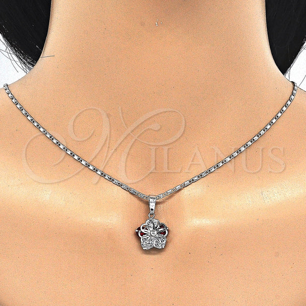White Gold Filled Ring — Earring and Pendant Adult Set Flower Design with — alternate product view — SKU 123763 | Oro Laminado Blanco anillo — Earring and Pendant Adult Set flor diseño with — SKU 123763