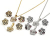 Rhodium Gold Filled Earring and Pendant Adult Set, Flower Design, with Garnet and White Cubic Zirconia, Polished, Rhodium Finish, 10.106.0020.3