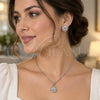 White Gold Filled Earring and Pendant Adult Set, Flower Design, with White Cubic Zirconia, Polished, Rhodium Finish, 10.106.0021.1