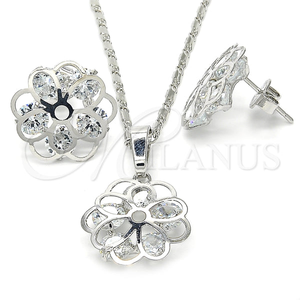 White Gold Filled Ring — Earring and Pendant Adult Set Flower Design with — main product view — SKU 123765 | Oro Laminado Blanco anillo — Earring and Pendant Adult Set flor diseño with — SKU 123765