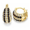 Oro Laminado Small Hoop, Gold Filled Style with Amethyst and White Crystal, Polished, Golden Finish, 02.100.0079.4.15