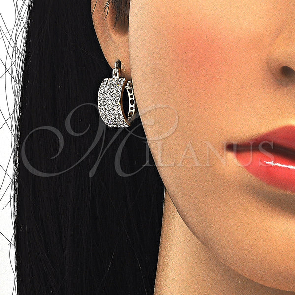 Gold Filled Hoop Earrings — Small Hoop with White Crystal Polished 02. — main product view — SKU 123786 | Oro Laminado aretes de aro — Small Hoop with cristal blanco pulido 02. — SKU 123786