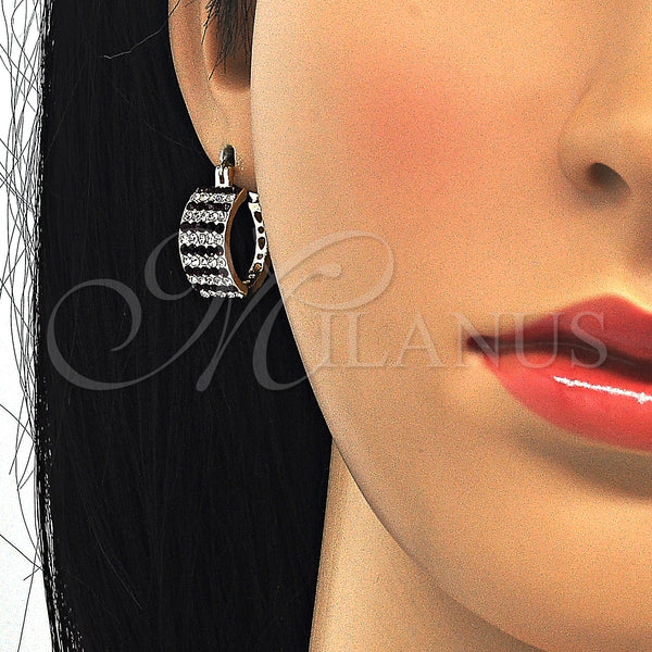 Gold Filled Hoop Earrings — Small Hoop with Amethyst and White Crystal Polished — main product view — SKU 123787 | Oro Laminado aretes de aro — Small Hoop with Amethyst and cristal blanco pulido — SKU 123787