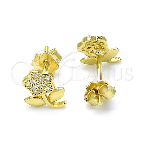 Sterling Silver Ring — Stud Earring Flower Design with White Micro Pave — alternate product view — SKU 123798 | Plata 925 anillo — Stud Earring flor diseño with blanco Micro Pave — SKU 123798