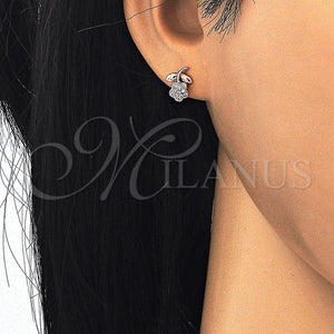 Sterling Silver Ring — Stud Earring Flower Design with White Micro Pave — main product view — SKU 123799 | Plata 925 anillo — Stud Earring flor diseño with blanco Micro Pave — SKU 123799
