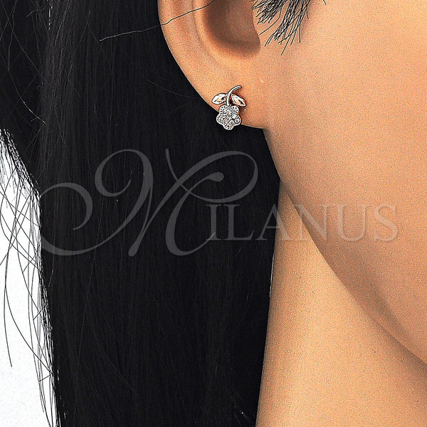 Sterling Silver Ring — Stud Earring Flower Design with White Micro Pave — main product view — SKU 123799 | Plata 925 anillo — Stud Earring flor diseño with blanco Micro Pave — SKU 123799