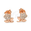 Sterling Silver Stud Earring, Flower Design, with White Micro Pave, Polished, Rose Gold Finish, 02.174.0072.1 for wholesale, additional product view 4