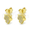Sterling Silver Stud Earring, Butterfly Design, with White Micro Pave, Polished, Golden Finish, 02.174.0073