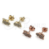 Sterling Silver Stud Earring, Butterfly Design, with White Micro Pave, Polished, Golden Finish, 02.174.0073