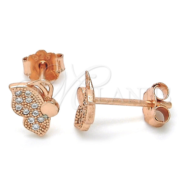 Sterling Silver Ring — Stud Earring Butterfly Design with White Micro Pave — main product view — SKU 123801 | Plata 925 anillo — Stud Earring Butterfly diseño with blanco Micro Pave — SKU 123801