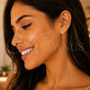 Sterling Silver Stud Earring, with White Micro Pave, Polished, Golden Finish, 02.174.0075