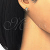 Sterling Silver Stud Earring, with White Micro Pave, Polished, Golden Finish, 02.174.0075