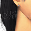 Sterling Silver Stud Earring, with White Micro Pave, Polished, Rose Gold Finish, 02.174.0075.1