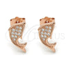 Sterling Silver Stud Earring, with White Micro Pave, Polished, Rose Gold Finish, 02.174.0075.1